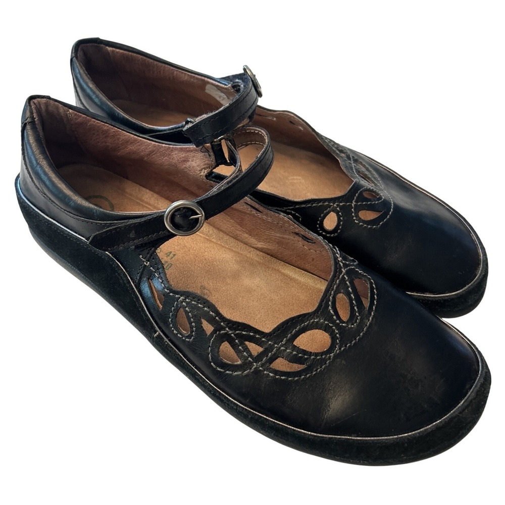 Naot Size 41 US 10 Cutout "Rahina" Mary Jane Shoes Black Leather Comfort Flat